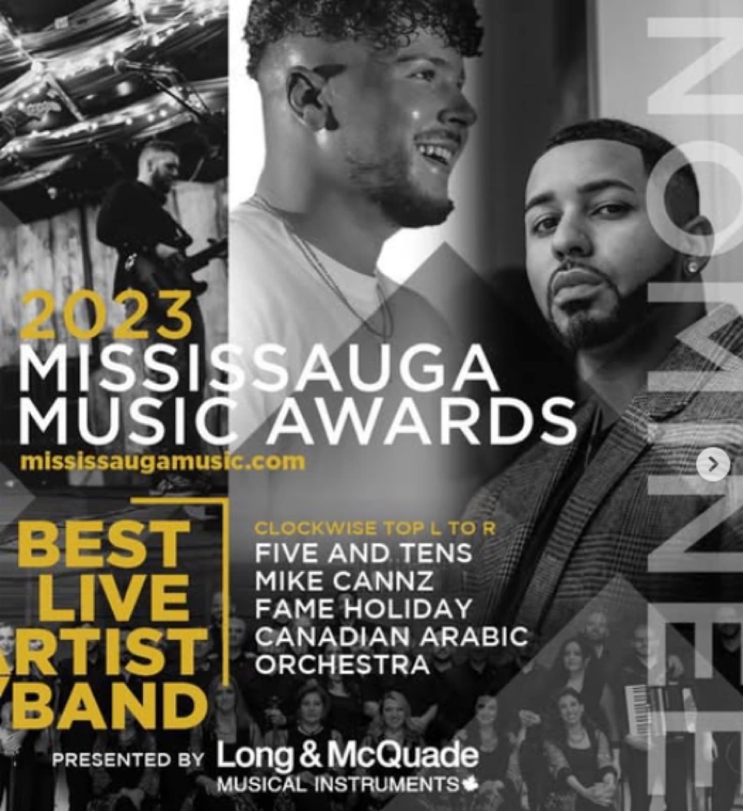 Congratulations to Mike Cannz (for his nomination), Ten Ten Entertainment (award winner), and Fame Holiday (award winner) for their Mississauga Music Awards success.